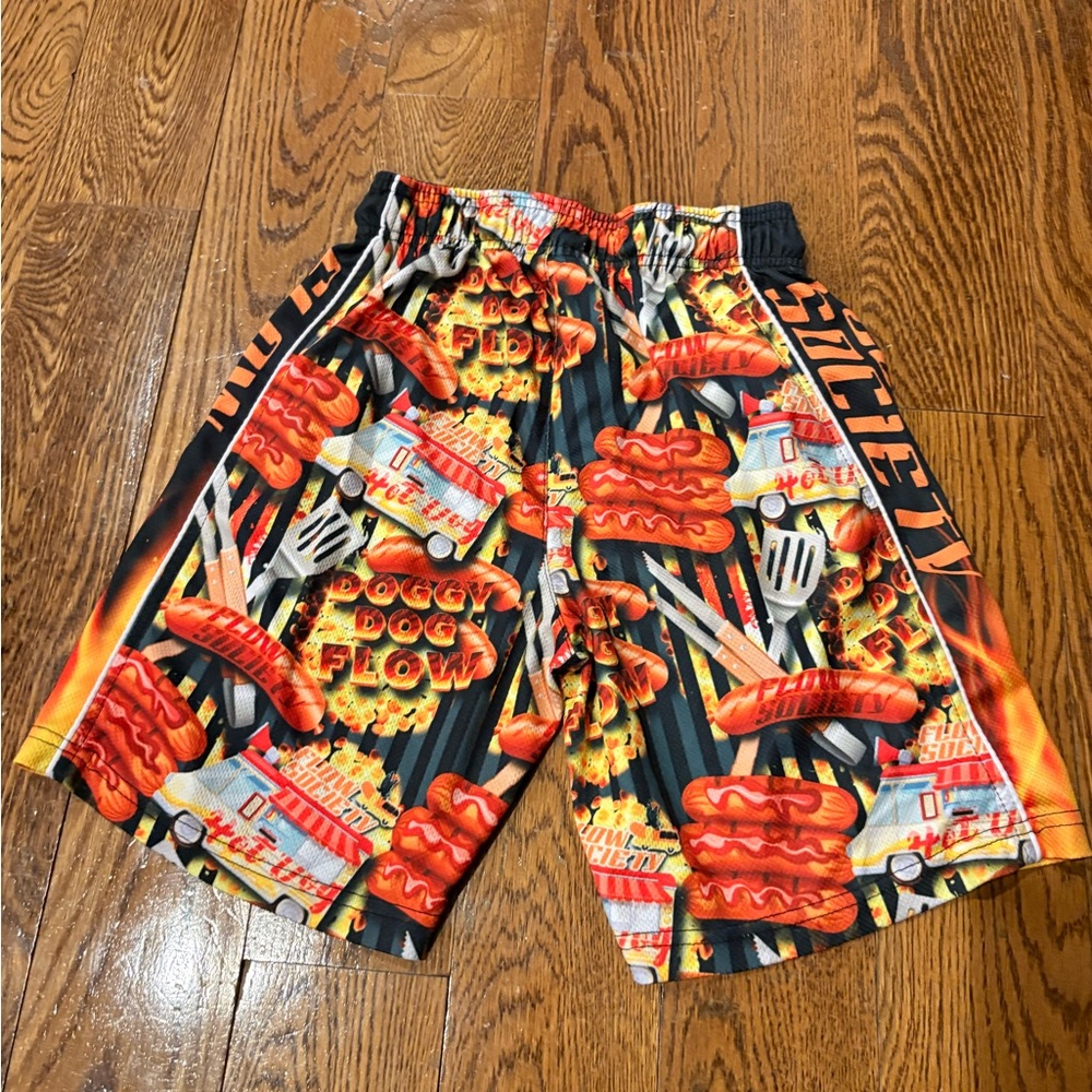 Kids Novelty Hot Dog Print Shorts - Multicolor